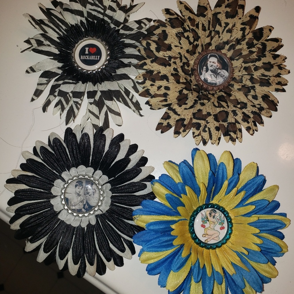 Pinup hair flower clips